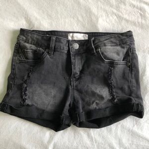 Black washed jeans shorts